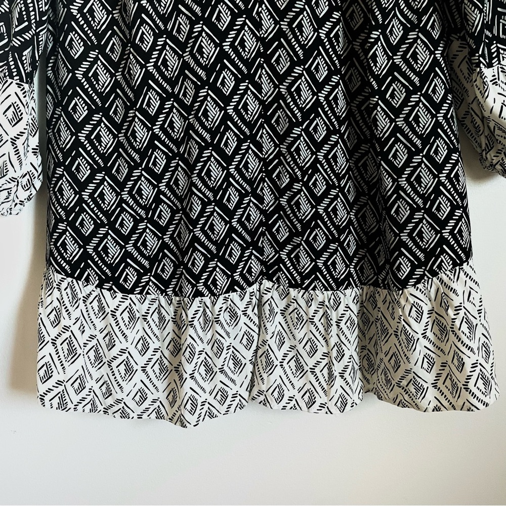 Zara Patchwork Geo Contrast Print Bohemian Mini Dress Size M NWT - Picture 16 of 16